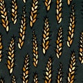 Seamless with Malt. Beer Pattern. Isolated on a Black Chalkboard Background. Realistic Doodle Cartoon Style Hand Drawn