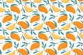 Seamless mango pattern. Hand drawn doodle gourmet sweet mangoes vector background illustration Royalty Free Stock Photo