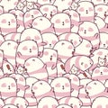 Seamless many pandas and cats pattern Royalty Free Stock Photo