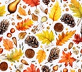 Seamless maple Leaf and Chestnuts Elegance autumn seasons red orange yellow Royalty Free Stock Photo