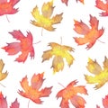 Seamless maple leaf pattern. Seasonal holidays celebration background. Thanksgiving, Halloween. Ideal for gift paper Royalty Free Stock Photo