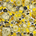 Seamless marble abstract pattern, fluid texture, gold, yellow, grey watercolor marble pattern. Ebru style, colorful