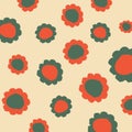 Seamless marimekko style pattern design. Hand drawn flowers illustration. Repeatable background gender neutral baby floral pattern