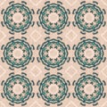 Coastal coral reef geometric quilt style linen pattern. Seamless marine fabric effect background for nautical home decor