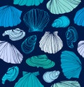 Seamless marine pattern with shells. Royalty Free Stock Photo