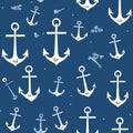 Seamless marine pattern with ship anchor