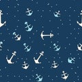 Seamless marine pattern with ship anchor