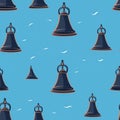 Seamless marine pattern with ship bell