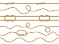 Seamless Marine Rope. Nautical Knot Pattern, Straight Cord Marine Twine Realistic Jute Or Hemp Ropes Ornament Wallpaper