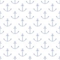 Seamless Maritime Pattern with Anchor , Line Style