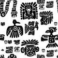 Seamless maya pattern. Black and white ethnic elements.