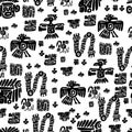 Seamless maya pattern. Black and white ethnic elements.