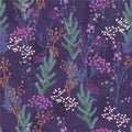 Seamless meadow florals pattern with many kind of flowers and berries blooming in winter mood ,Design for fashion , fabric, web,