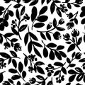 Seamless meadow plants hand drawn vector pattern.