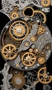 Seamless Mechanical Watch Internal Mechanism background. Generative AI Royalty Free Stock Photo