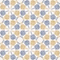 Seamless medallion pattern in french cream linen shabby chic style. Hand drawn floral damask texture. Old white blue