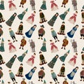 Seamless Medieval people pattern