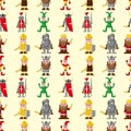 Seamless medieval people pattern