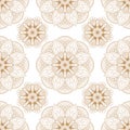 Seamless mehndi pattern brown beige floral lace of buta decoration items on white background Royalty Free Stock Photo