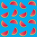 Seamless melon print blue background