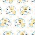 Seamless Meow! cat vector pattern. Children collection Royalty Free Stock Photo