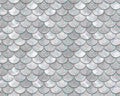 Seamless mermaid geometric pattern with silver holographic glitter scales on white background