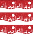 Seamless Merry Christmas pattern with deers, winter abstraction. Forest background. Endless horizontal banner with Reindeers in Royalty Free Stock Photo