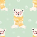 Seamless Merry Christmas patterns with cute polar bear animals