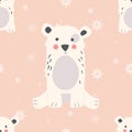 Seamless Merry Christmas patterns with cute polar bear animals