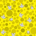 Seamless Mice and Cheese Pattern Royalty Free Stock Photo