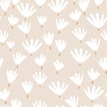 Seamless minimal floral pattern. Vector botanical texture with hand drawn natural flowers. Vector pastel background