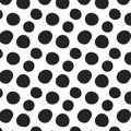 Seamless minimal pattern with black polka dots. White isolated background. Vector illustration, flat design Royalty Free Stock Photo