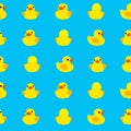 Seamless minimal vector pattern with bright yellow ducks.