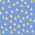 Seamless minimal vector pattern with colorful triangles.