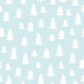 Seamless minimal vector pattern with white winter trees.