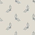 Seamless minimal winter holly holiday background. Stylized spruce duotone pattern. Scandi festive christmas motif