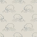 Seamless minimal winter polar bear holiday background. Stylized spruce duotone pattern. Scandi festive christmas motif