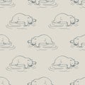 Seamless minimal winter polar bear holiday background. Stylized spruce duotone pattern. Scandi festive christmas motif