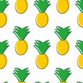 Seamless minimalist pineapple pattern. Summer tropical textile print