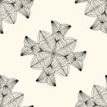 Seamless. Mirror pattern, repeating lines. Star, children coloring, drawing. Black and white snowflake. Cartoon raster