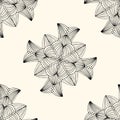 Seamless. Mirror pattern, repeating lines. Star, children coloring, drawing. Black and white snowflake. Cartoon vector