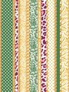 Seamless Mix Pattern of Vertical Golden Chains, Leopard, Zebra, Lace and Dots. Royalty Free Stock Photo