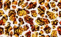 Seamless Mix Snake and Leopard Skin Pattern, Abstract Texture with Gold Colors. Royalty Free Stock Photo