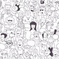 Seamless Modern Art Pattern: Collection of Hand-Drawn Doodles People.