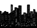 Seamless modern cityscape silhouette Royalty Free Stock Photo