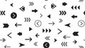 Seamless Modern Monochrome Pattern With Arrows. Most Popular Black Arrows On White Background