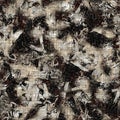 Seamless modern sepia camo print texture background. Worn mottled camouflage skin pattern textile fabric. Grunge rough