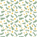 Seamless money rain pattern Royalty Free Stock Photo