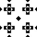 Seamless monochromatic geometric pattern or background with crosses and rhombuses
