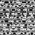 Seamless monochrome abstract watercolor black and white flowers floral striped pattern background. Bright watercolour illustration Royalty Free Stock Photo